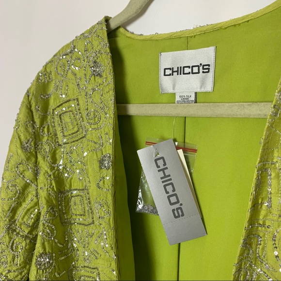 Chico’s Silk Hand Beaded Open Cardigan - Picture 3 of 8